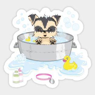 Bathing the puppy Sticker